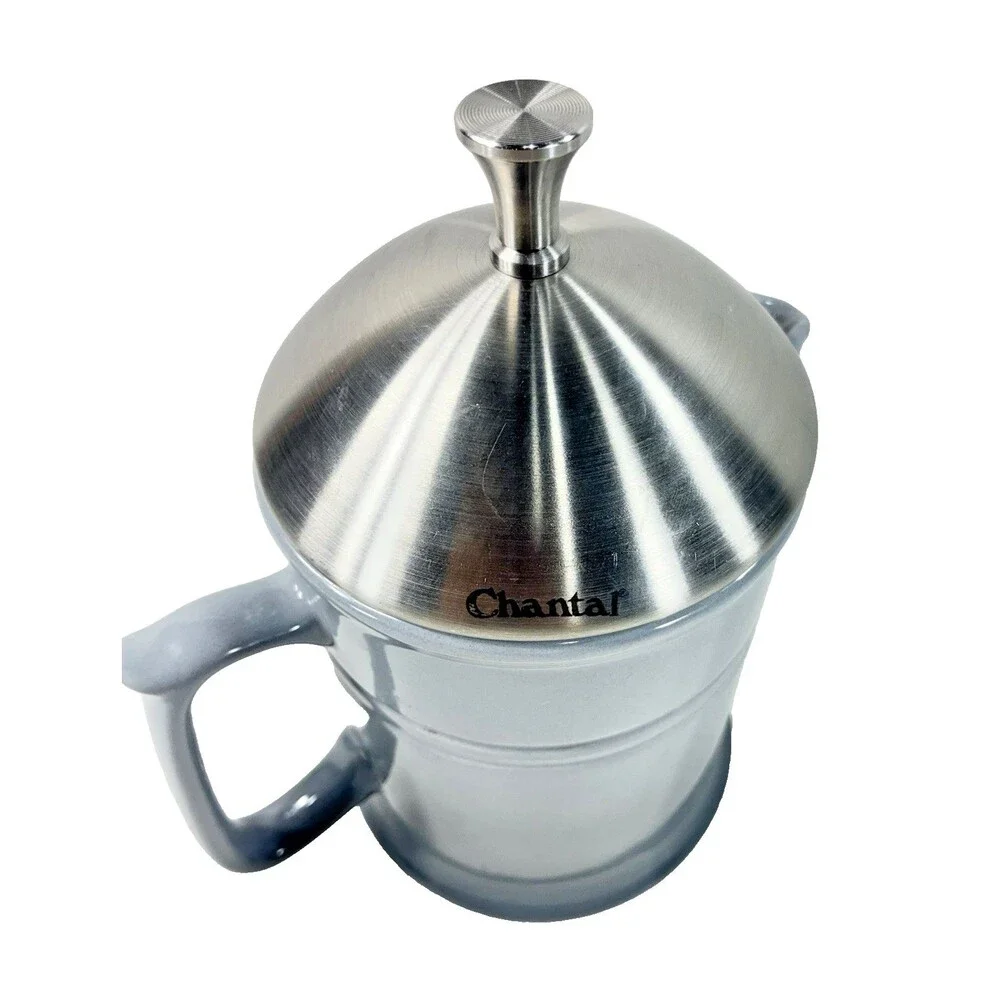 Chantal Gray Ombre Ceramic 16oz Coffee French Press Stainless Plunger